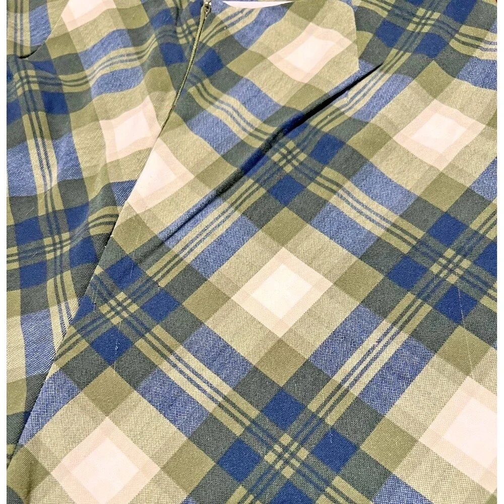 WeWoreWhat 3 Piece Suit Set Size L Cropped Blazer Skort Wrap Top Green Plaid